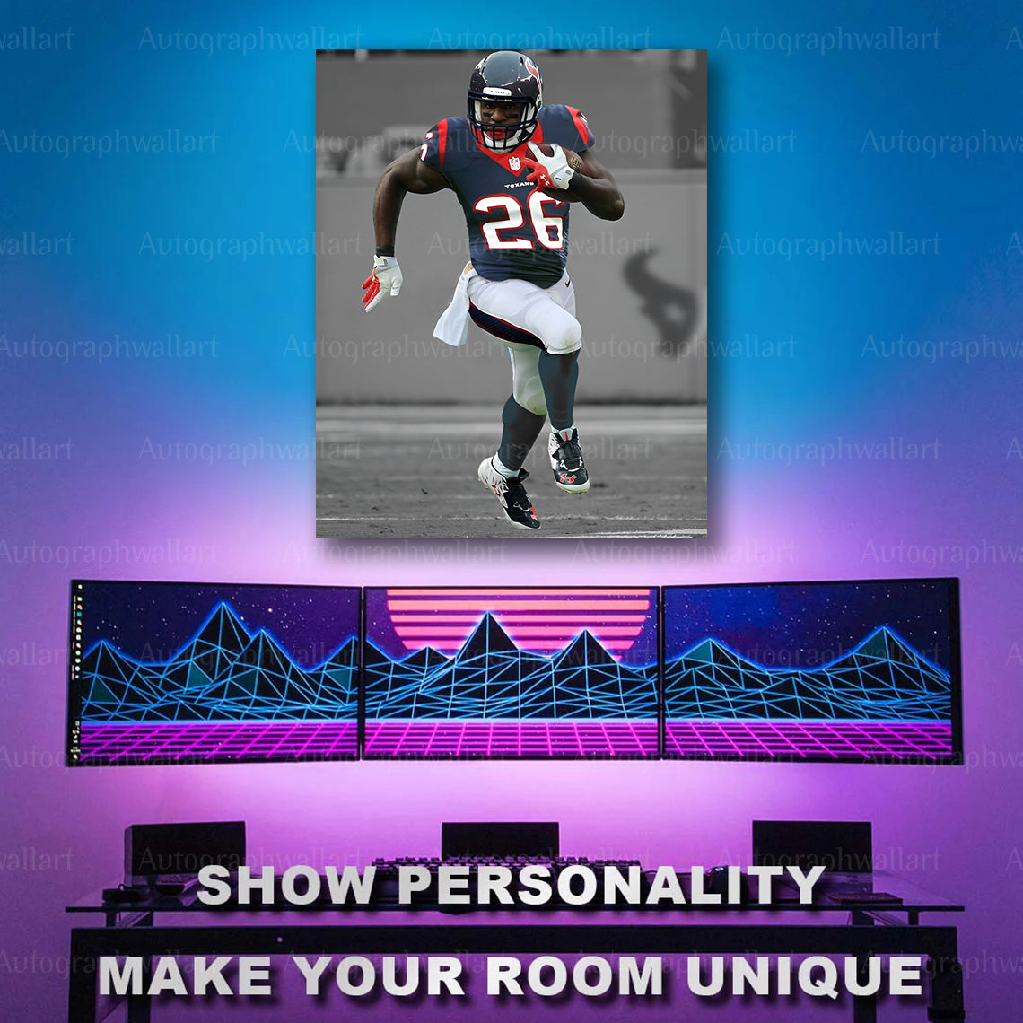 Lamar Miller Canvas Print – Houston Texans Wall Art – NFL Football Poster – Sports Room Decor – 8x10 Inch Canvas Art