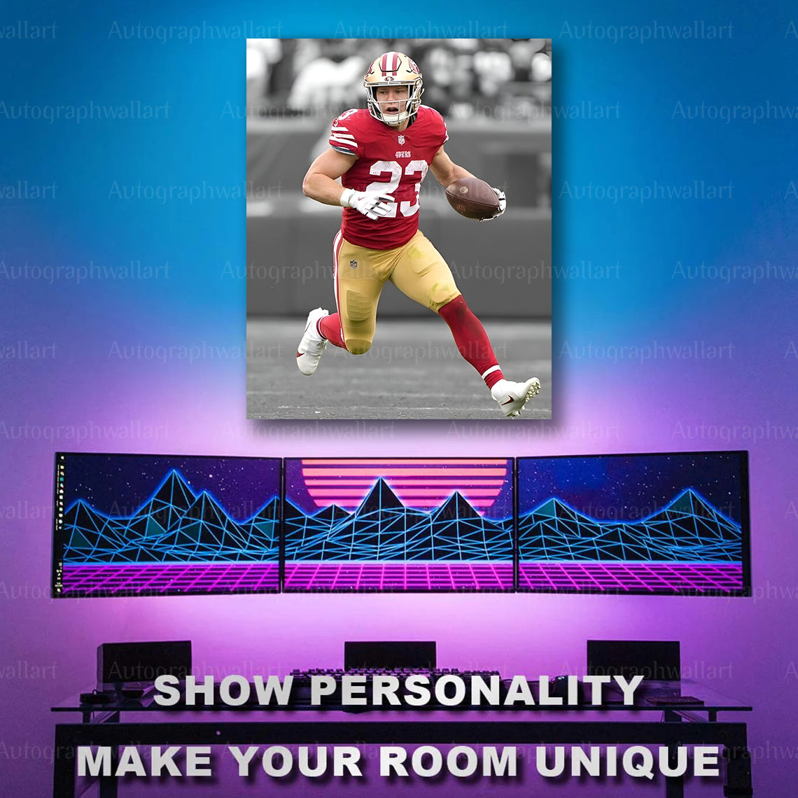 Christian McCaffrey Canvas Print – San Francisco 49ers Wall Art – NFL Running Back Poster – Sports Room Decor – 8x10 Inch Canvas Art