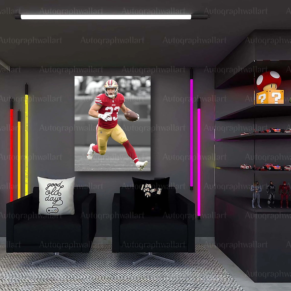 Christian McCaffrey Canvas Print – San Francisco 49ers Wall Art – NFL Running Back Poster – Sports Room Decor – 8x10 Inch Canvas Art