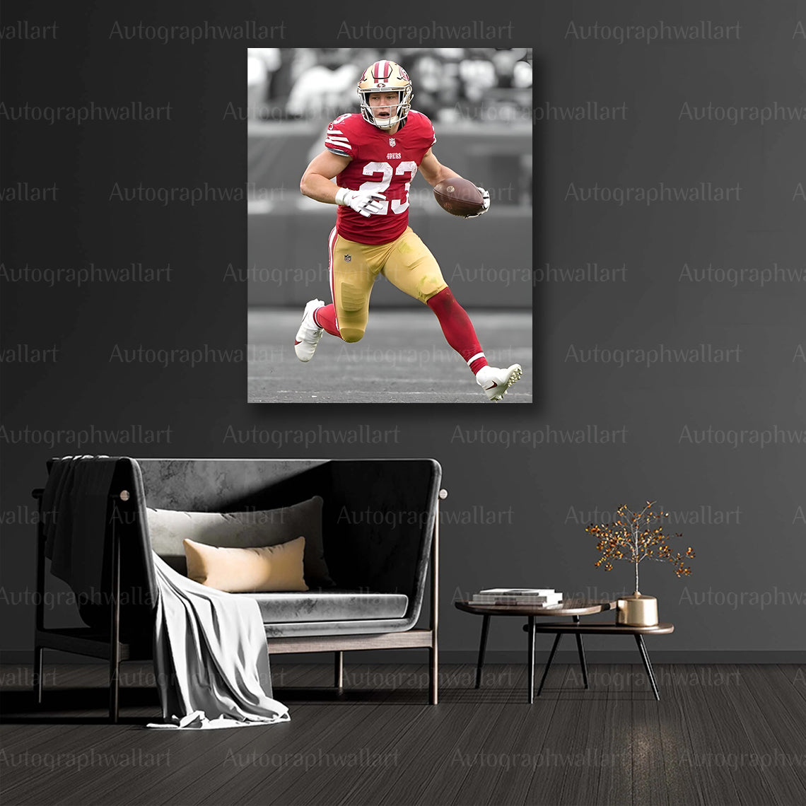 Christian McCaffrey Canvas Print – San Francisco 49ers Wall Art – NFL Running Back Poster – Sports Room Decor – 8x10 Inch Canvas Art