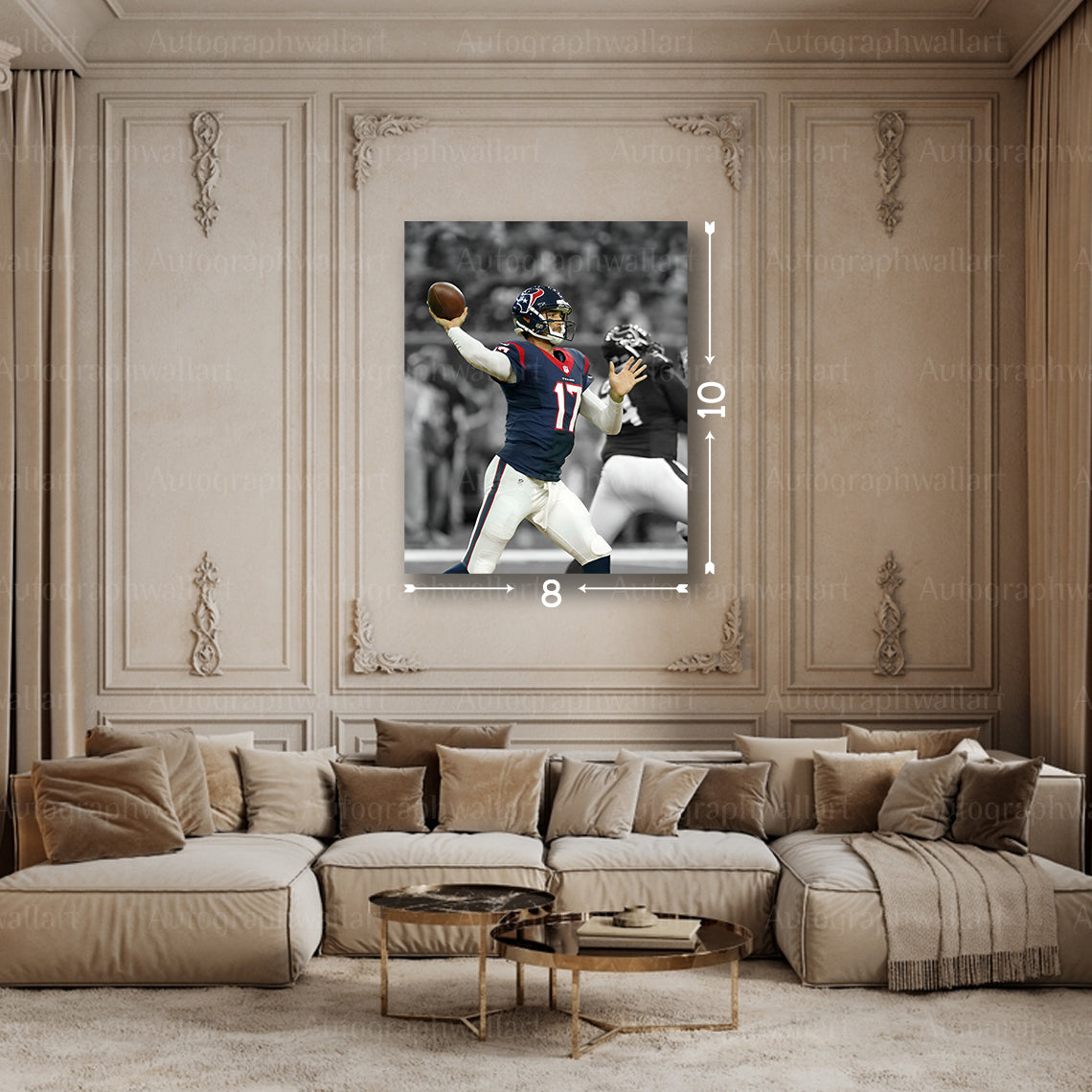 Brock Osweiler Canvas Print – Houston Texans Wall Art – NFL Football Poster – Fan Room Decor – 8x10 Inch Canvas Art
