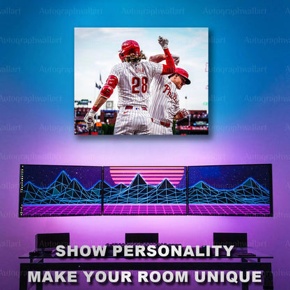 Alec Bohm & JT Realmuto Canvas – Phillies Duo Wall Art – 8x10 Inch Baseball Poster – MLB Fan Gift – Sports Room Decor
