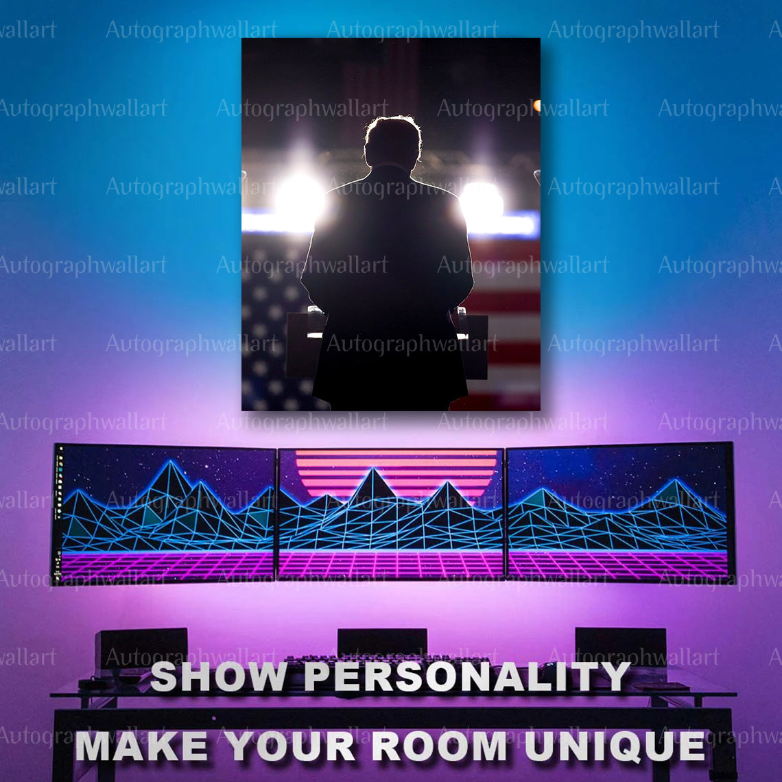 Donald Trump 2024 Rally Canvas Print – Daylight Campaign Poster – Patriotic Political Wall Art – 8x10 Inch Canvas Wall Art