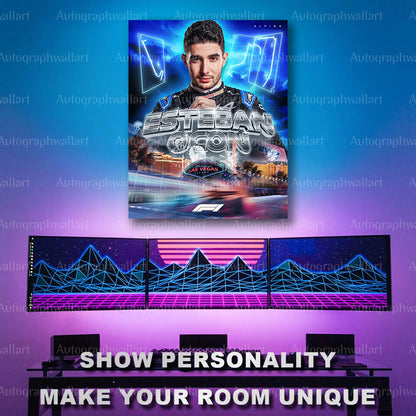 Esteban Ocon Canvas Print – 2024 Las Vegas Grand Prix Wall Art – Alpine F1 Racing Poster – Motorsport Decor – Fan Gift – 8x10 Inch Canvas Wall Art