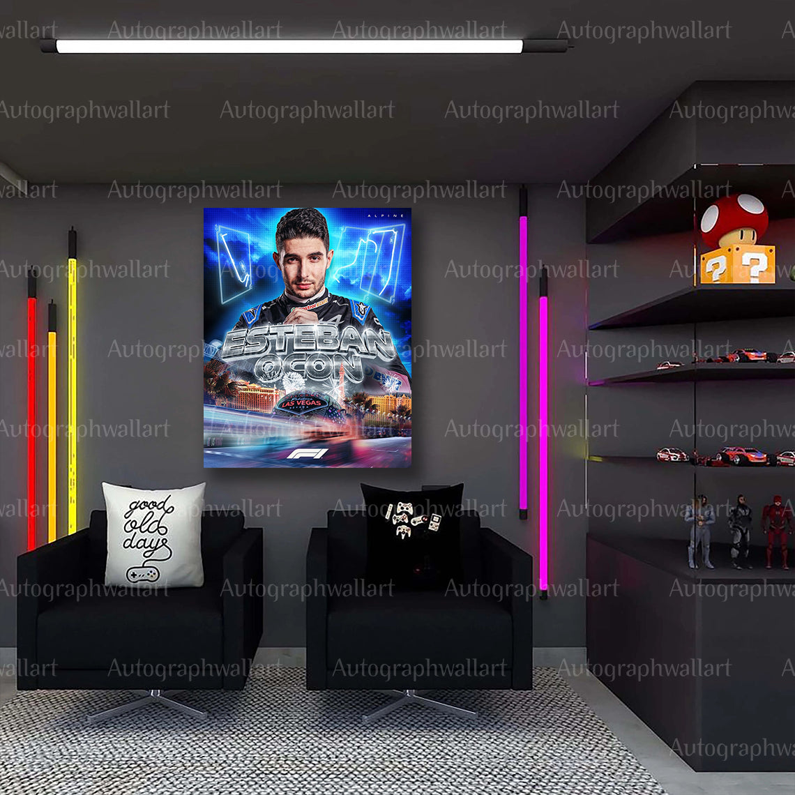 Esteban Ocon Canvas Print – 2024 Las Vegas Grand Prix Wall Art – Alpine F1 Racing Poster – Motorsport Decor – Fan Gift – 8x10 Inch Canvas Wall Art