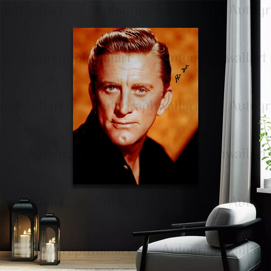 Kirk Douglas Autograph Canvas Wall Art – Vintage Hollywood Signed Print for Collectors & Movie Fans