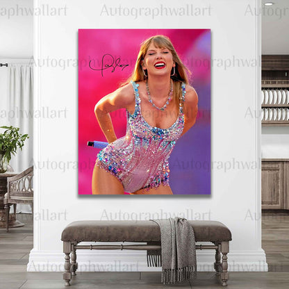 Taylor Swift Autograph Canvas Wall Art – Signature Print for Fans, Collectors & Music Lovers